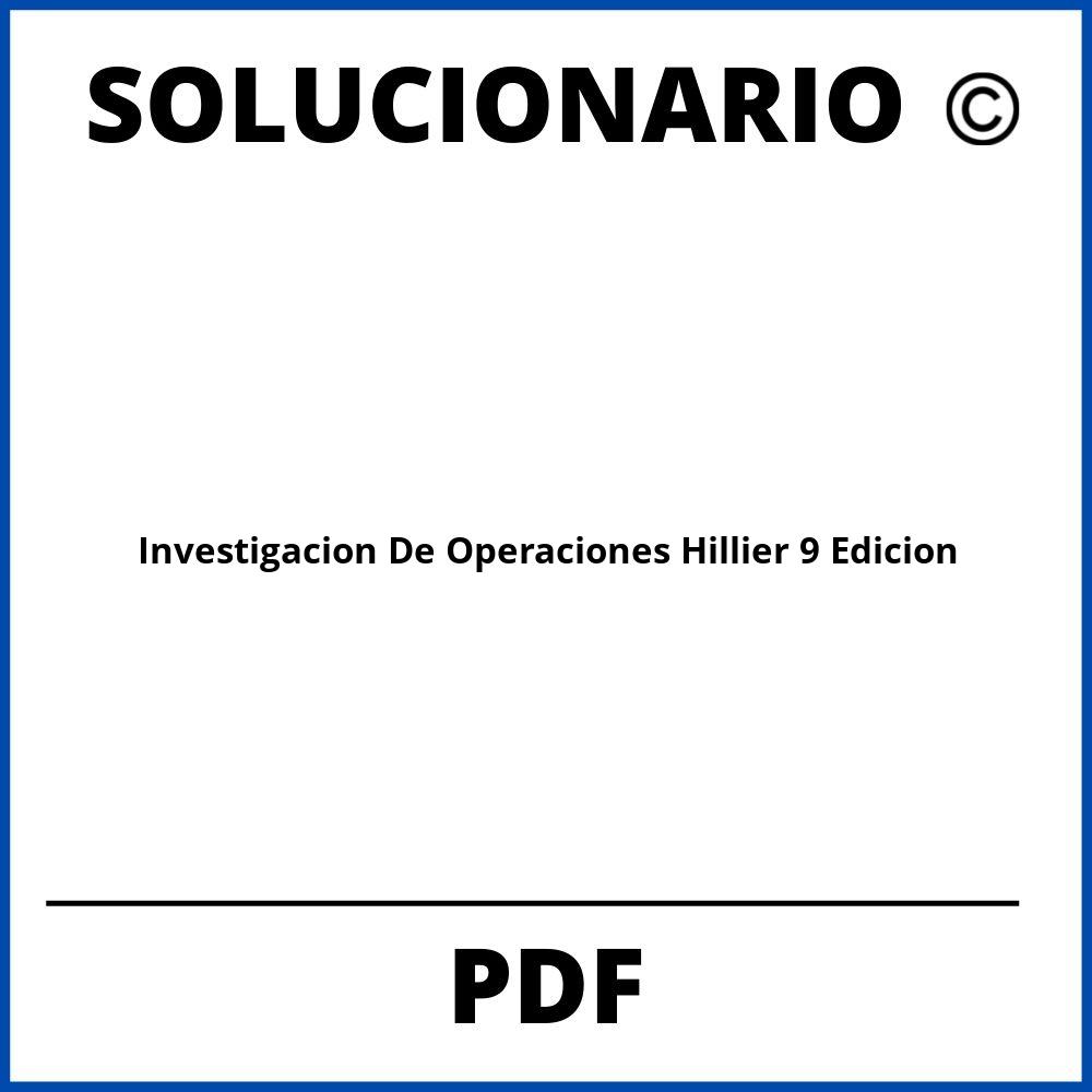 Solucionario Investigacion De Operaciones Hillier 9 Edicion